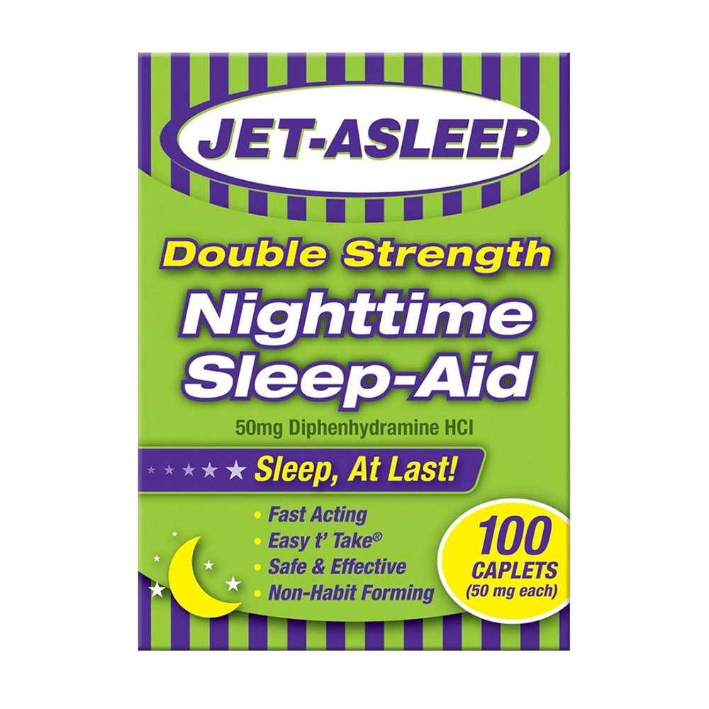Jet-Asleep Double Strength Nighttime Sleep-Aid Caplets, 100 Ea